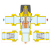 Regulowany termostatyczny zawór mieszający do systemów scentralizowanych. Korpus wykonany ze stopu cynku 3/4'' 35÷65'C