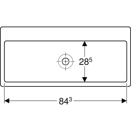 Umywalka GEBERIT Bambini 2-stanowiskowa prostokątna, biała, 900mm, bez otworu na baterię, ściana, bez odpływu przelewowego, półka od ściany
