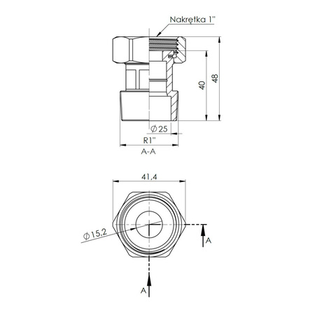 Śrubunek hydrauliczny AFRISO Zestaw z uszczelkami i dwoma zaworami zwrotnymi mosiądz (niklowany) GW 1'' z pierścieniem zacinającym