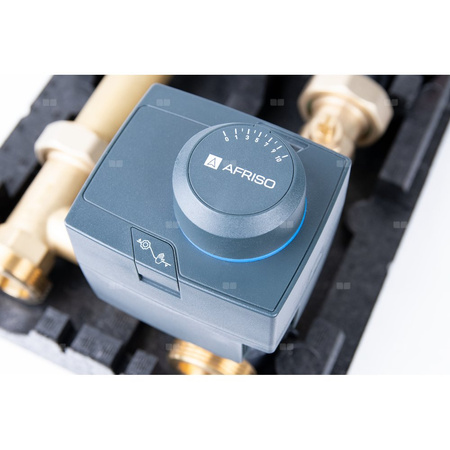 Grupa pompowa AFRISO PrimoTherm 180-2 DN 25 AP 3-WM-SM Vario GZ x GW 1 1/2'' x 1'', z zaworem mieszającym, z izolacją, z pompą obiegową, z siłownikiem arm 343 proclick