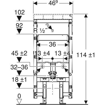 Moduł sanitarny do WC wiszącego GEBERIT Monolith, 1140 mm x 505 mm x 106 mm, regulacja wysokości, front: indywidualizowany, bok: indywidualizowany