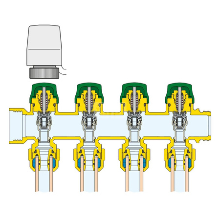 DYNAMICAL - Zespół rozdzielaczy 1" x 8 wyjść, 3/4" M