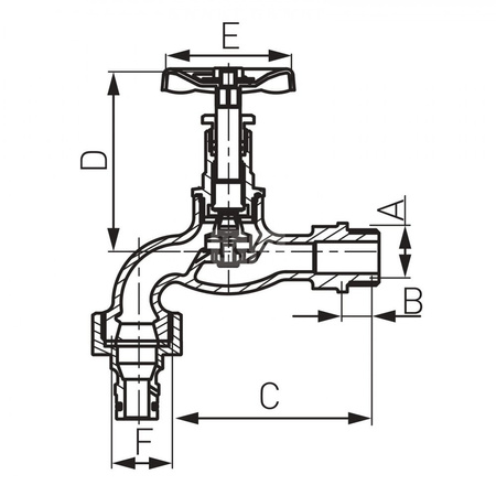Zawór wodny FERRO Czerpalny grzybkowy, żeliwo gz 3/4'' x złączka do węża 1''
