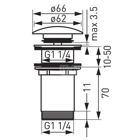 ROTONDO zawór spustowy do umywalek z przelewem, stary brąz