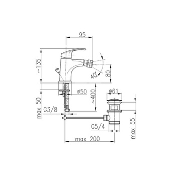 Bateria bidetowa KFA Armatura KRZEM, kolor chrom