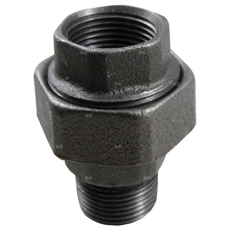 Dwuzłączka prosta nakrętno-wkrętna płaska U2 czarna 1 1/4"