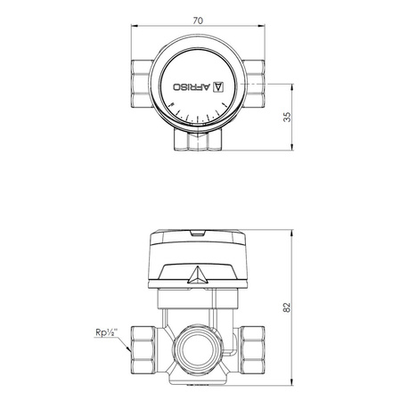 Zawór obrotowy trójdrogowy AFRISO ARV 381 ProClick, mieszający, DN 15