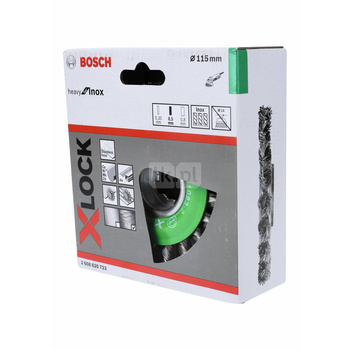 Szczotka tarczowa z drutu 115 pleciona, stal nierdzewna z systemem X-LOCK 115 mm, 0,5 mm, X-LOCK