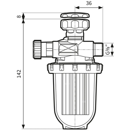 Filtr olejowy AFRISO R500Sijednorurowy z powrotem fi 3/8''/3/8'' GW x GZ, z wkładem plastikowym, maks. przepływ 210 l/h