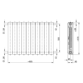 Grzejnik aluminiowy ADR 500/10 czarny