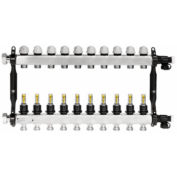 Rozdzielacz do ogrzewania podłogowego AFRISO ProCalida VA 1C 10-obieg. stal nierdzewna GZ 1'' x Euroconus 3/4''