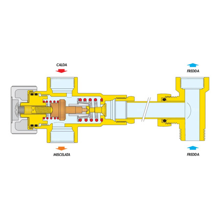 Regulowany termostatyczny zawór mieszający do zasobników c.w.u. 1/2" 30÷48 st. C