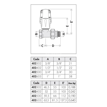 Prosty zawór grzejnikowy do rur stalowych 3/4" bez uszczelki gumowej
