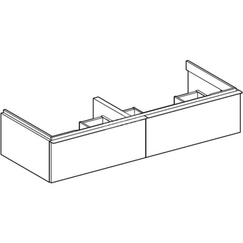 Szafka iCon pod umywalkę podwójną, z dwoma szufladami 118,4 cm x 24,7 cm x 47,6 cm, dąb / melaminowa struktura drewna, lava / matowy