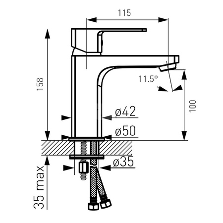 Bateria umywalkowa stojąca FERRO ALBA VERDELINE, chrom