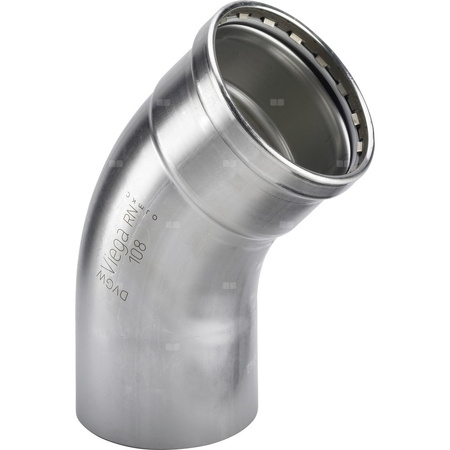 Łuk Sanpress 45' VIEGA 23261LF, stal nierdzewna / stal nierdzewna, 108 mm (mz x kw)