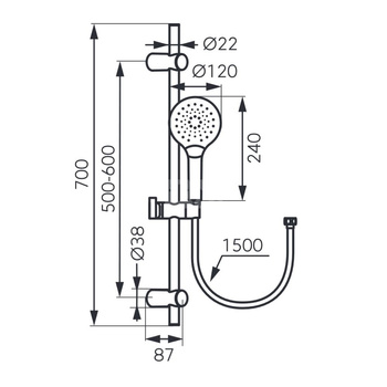 FANO LA natrysk przesuwny 3F, chrom