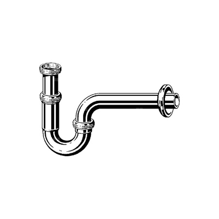 Syfon rurowy mosiądz chrom., nr wzoru 5611 G: 1½ d: 38 L1: 85 L2: 200 H1: 140–200 H2: 125