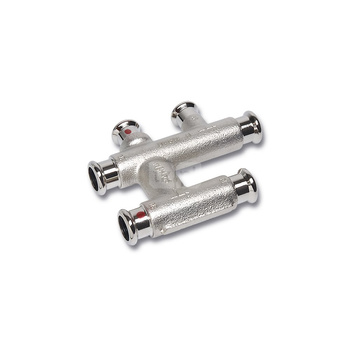 Trójnik SANHA Therm krzyżowy stal (niklowanie) 22 mm x 15 mm x 22mm (zw x zw x zw)