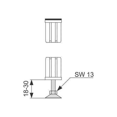 Stopka wpuszczana przeznaczona do wsporników wanien oraz systemów osłonowych TECE profil