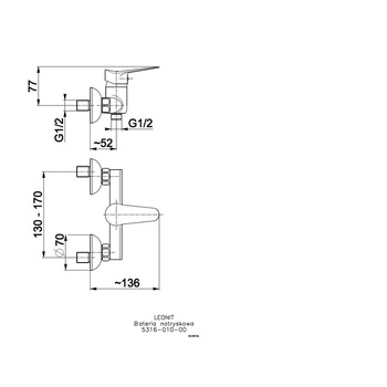 Bateria natryskowa ścienna KFA Armatura LEONIT, kolor chrom