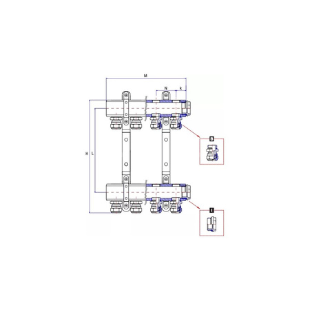 Rozdzielacz ogrzewania RUMET 50C 13 obwodowy