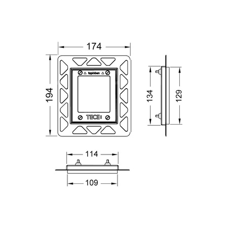 Ramka montażowa do pisuaru. Służy do montażu przycisków TECEloop/TECEsquare ze szkła, TECEnow oraz do instalacji TECEsquare z metalu w zabudowie suchej, chrom połysk TECE