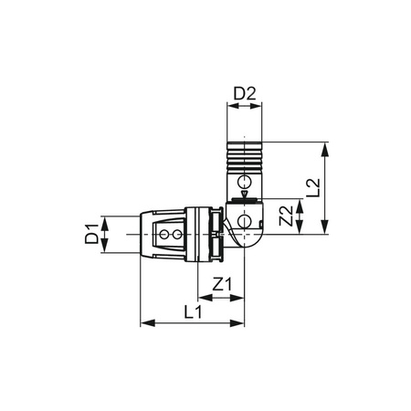 Kolano 90' TECE logo Dwuczęściowy, tworzywo, 16 mm (pz x zz)