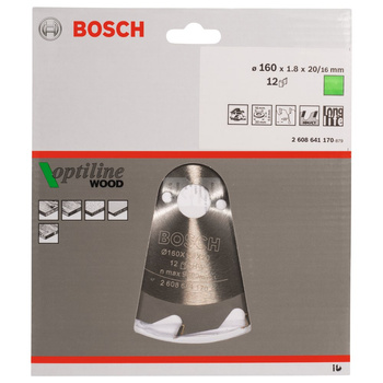 Tarcza pilarska Optiline Wood PIŁA TARCZ.-H OPTI 160X1.8X20/16Z12