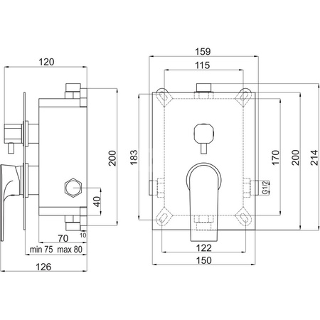 Bateria podtynkowa FERRO ALGEO SQUARE BOX 2-funkcyjna, kolor chrom