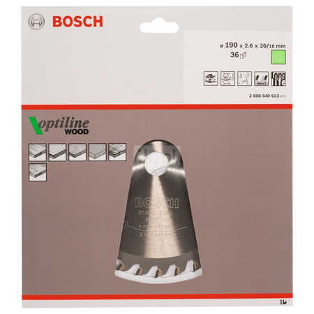 Tarcza pilarska Optiline Wood PIŁA TARCZ.-H OPTI 190X2.6X20/16Z36