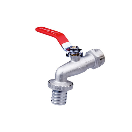 Zawór kulowy PERFEXIM PHA-009 mosiądz niklowany czerpalny, PN16 1/2'' gz x przyłącze do węża, uchwyt: dźwignia