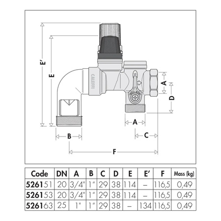 Hydrauliczna grupa bezpieczeństwa do zasobników c.w.u. z zaworem odcinającym i zaworem zwrotnym z możliwością nadzoru 3/4"