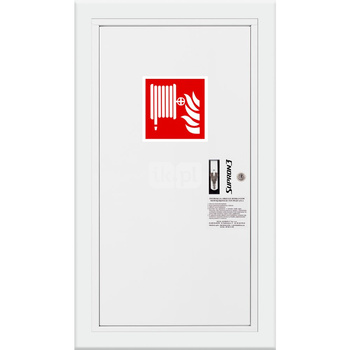 Hydrant DN33 wnękowy boczny, wąż 20m, ocynk fasada, zamek patent, RAL 9003 lewy