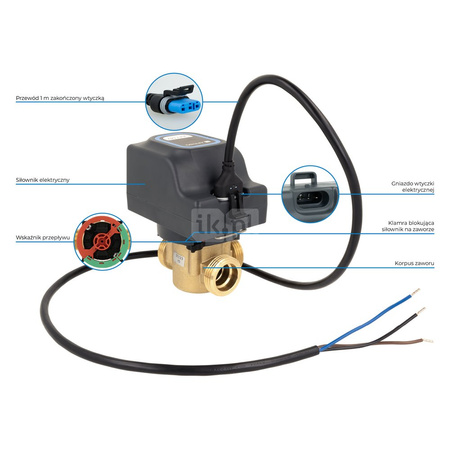 Zawór 3-drogowy AZV 647, G1" kątowe, DN20, Kvs 5,5, 230 V AC, AB-B