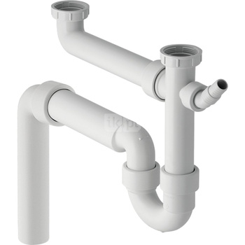 Zlewozmywakowy zestaw odpływowy, biały R 1 1/2"x50mm