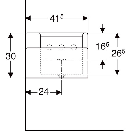 Umywalka GEBERIT Bambini podwójna 4-stanowiskowa prostokątna (rynna, bez elementów dekoracyjnych), biała, 1800mm, bez otworu na baterię, bez odpływu przelewowego, półka od ściany