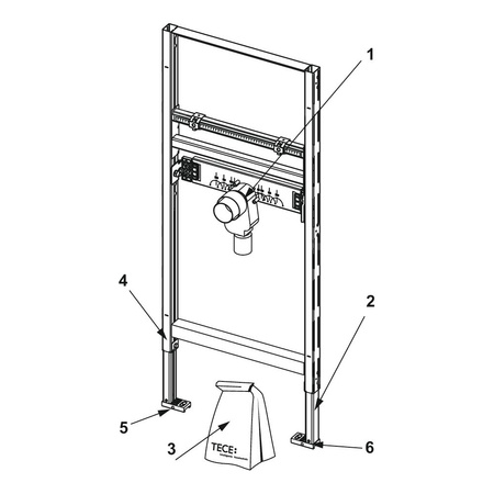 Stelaż podtynkowy do umywalki TECE profil, 1120 x 500 x 75 mm, regulowana wysokość