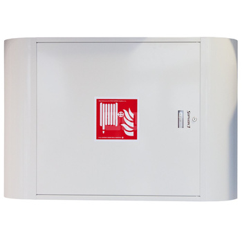 Hydrant DN25 FIT zawieszany, z dwoma ćwierćwałkami, wąż 30m, zamek patent, RAL 9003