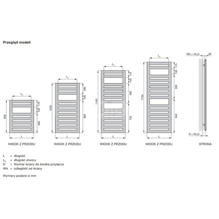Grzejnik elektryczny ZEHNDER Metropolitan Spa 1540 x 500 mm, kolor biały, moc 600 W