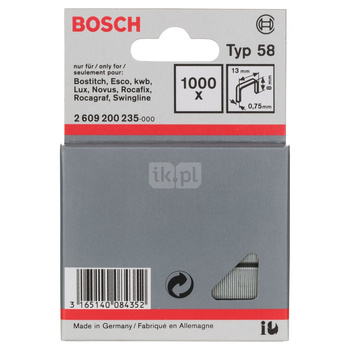 Zszywka z cienkiego drutu, typ 58 13 x 0,75 x 8 mm