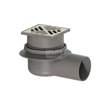 Wpust tarasowy DN70, odpływ boczny, z kratką nierdzewną 100x100