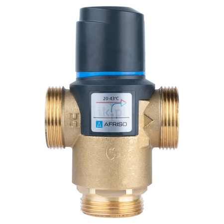 Zawór regulacyjny termostatyczny do wody ciepłej AFRISO ATM 881 mosiądz GZ 1 1/4'', DN 25, zakres temp. 20-43'C, Kvs 4.2 m3/h, maksymalna temperatura 90'C, maksymane ciśnienie 10 bar