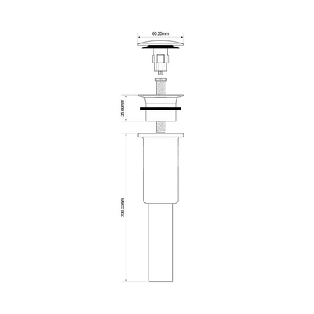 Spust umywalkowy "klik-klak" kwadratowy DEKORACYJNY 11/4"x60mm CHROM