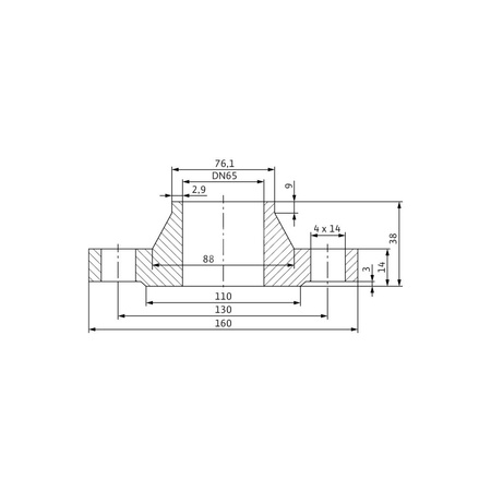 Zestaw przeciwkołnierzy stal nierdzewna, przył. DN 65 dł.160mm szer.160mm WILO