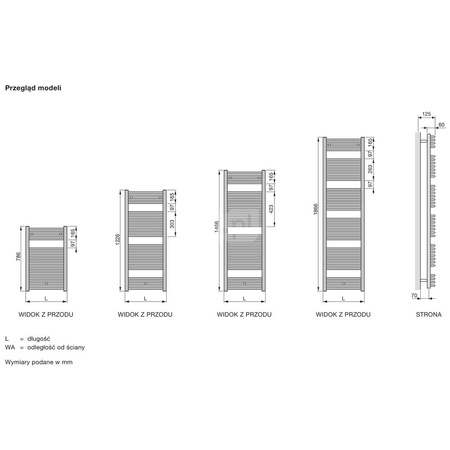 Grzejnik drabinkowy ZEHNDER Virando Bow, wym. 786 x 493 mm, kolor biały RAL9016, moc 398W