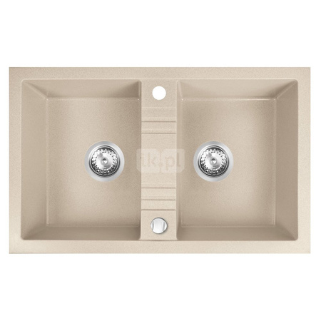 MEZZO II zlewozmywak granitowy 2-komorowy 48/78, piasek