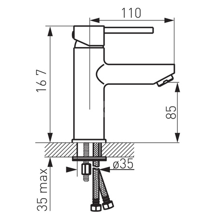 Bateria umywalkowa stojąca FERRO FIESTA LB, chrom