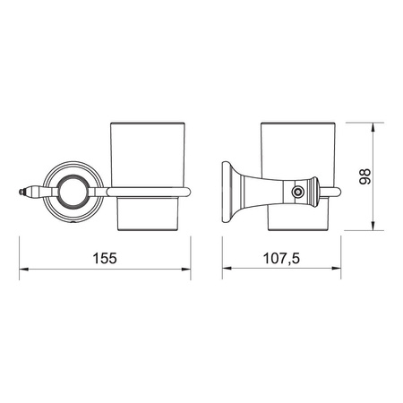 RETRO szklanka pojedyncza, chrom