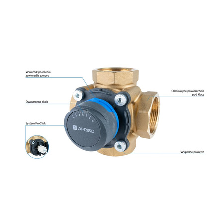 Zawór obrotowy czterodrogowy AFRISO ARV 486 ProClick, mieszający, DN 40